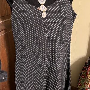 Black pinstriped maxi length dress